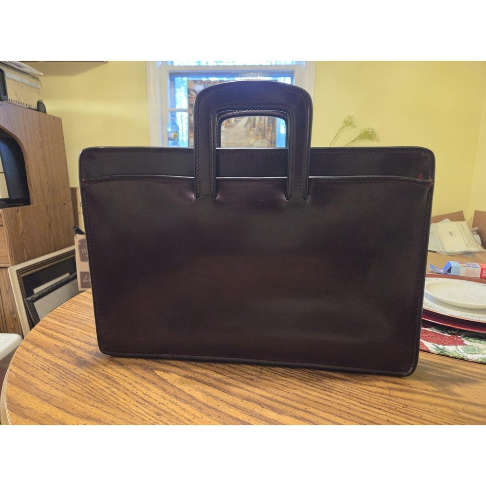 Vintage Burgundy Leather Briefcase Attache Portfolio Laptop Case